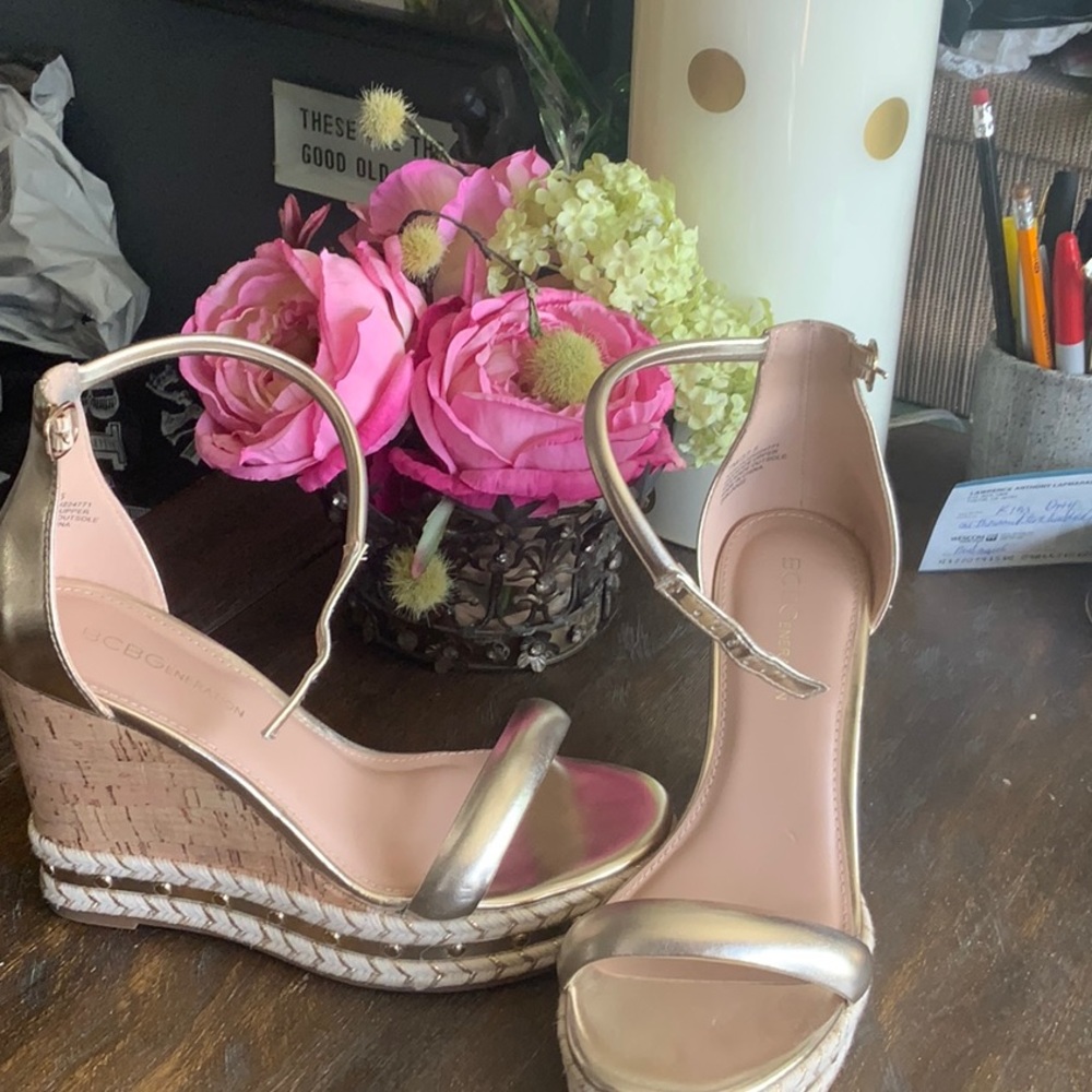 BCBG wedge-heeled shoes.